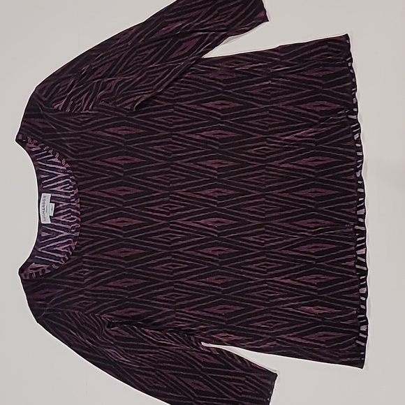 Sag Harbor Woman Pullover Crinkled Graphic Top Purplr Black 1X - Picture 6 of 13